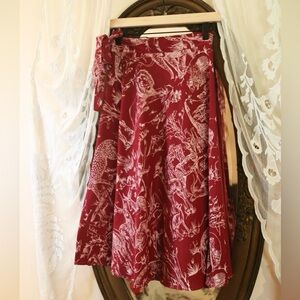 Vintage Handmade Safari Animal Red Wrap Skirt
